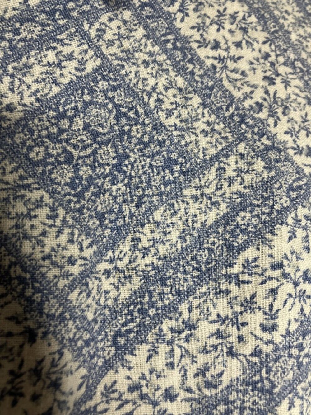 American Eagle Women's Large Patchwork Linen Blend Button Chambray Shirt Floral - Picture 7 of 13